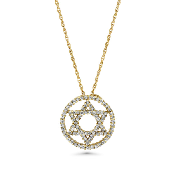 14KYellow Gold Diamond Star Of David Necklace