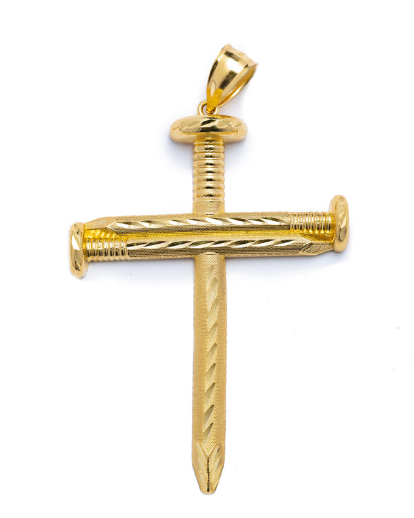 10k Yellow Gold Nail Cross Pendant