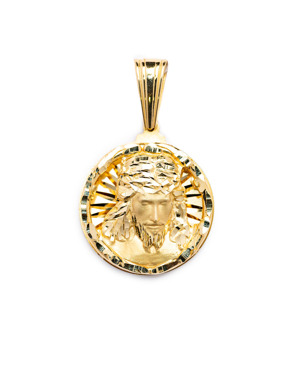 10K Gold Jesus Piece Medallion Pendant