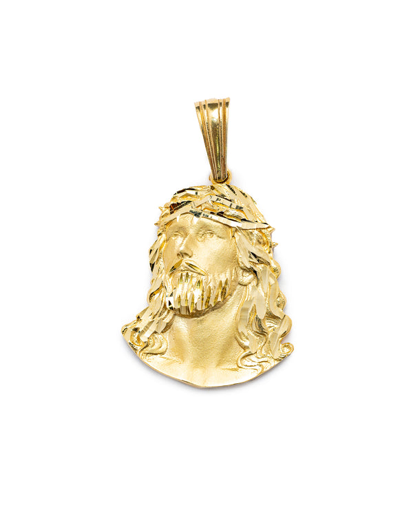 10k Gold Jesus Piece Pendant Lazer Cut/ Matte Finish