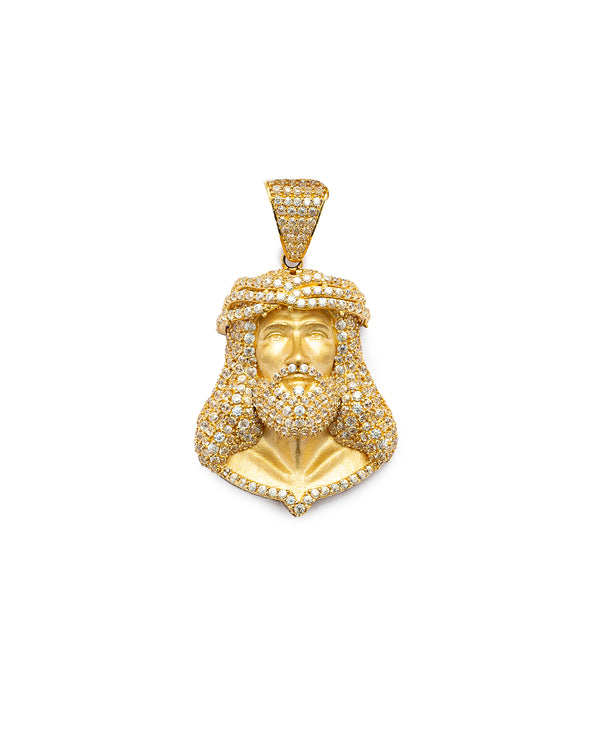 14K Gold Jesus Piece Pendant CZ