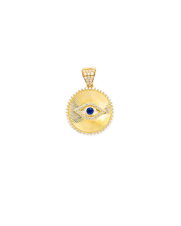 14K Gold CZ Evil Eye Pendant
