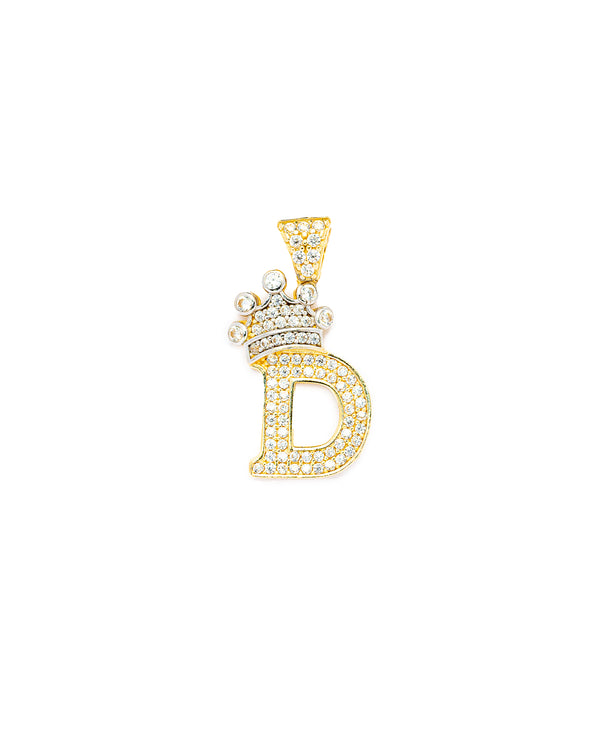 14K Gold Small CZ Initial D Pendant