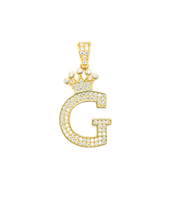 10K Gold Small CZ Initial G Pendant