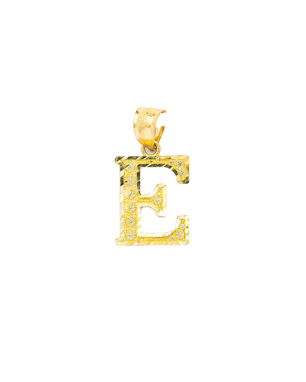 10K Gold Small Initial E Pendant