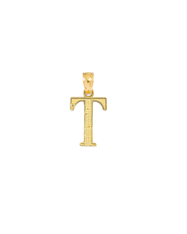 10K Gold Small Initial T Pendant