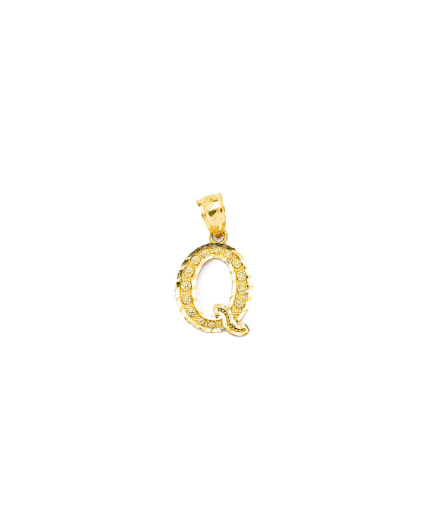 10K Gold Small Initial Q Pendant