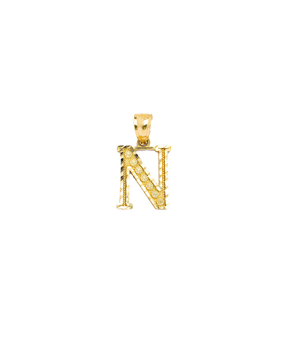 10K Gold Small Initial N Pendant