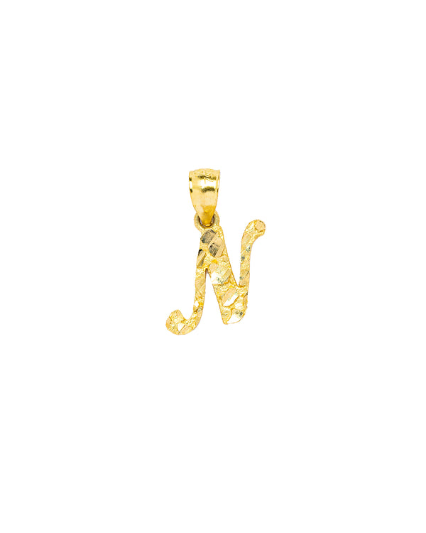 10K Gold Small Initial N Pendant
