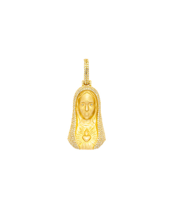 10K Gold Diamond Virgin Mary Pendant
