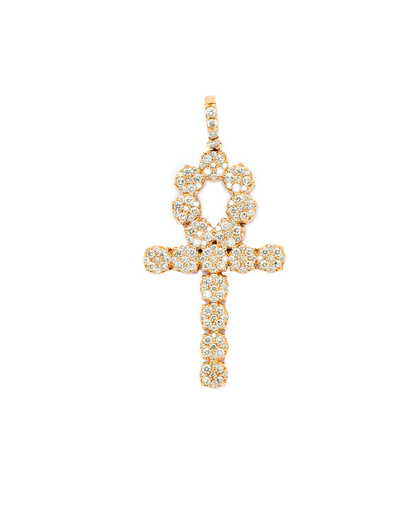 14K Gold Diamond Ankh Pendant