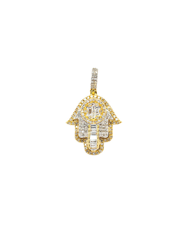 10K Gold Small Hamsa Diamond Pendant