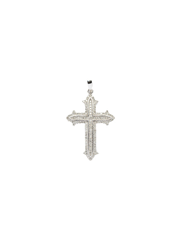 10K White Gold Diamond Cross Pendant