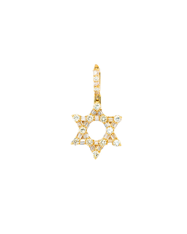 14K Gold Star of David Diamond Pendant