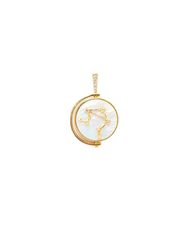 14k Gold Libra Diamond Pendant