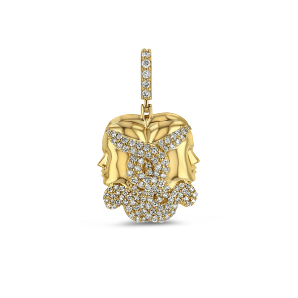 10K Gold Gemini Sign horoscope Pendant