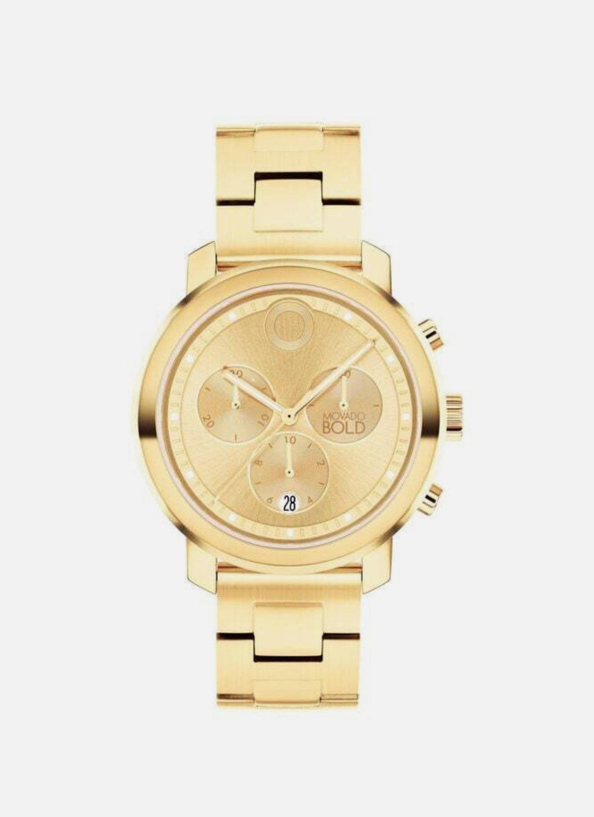 Gold watch with a white background