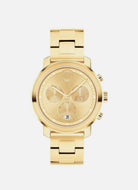 Gold watch with a white background