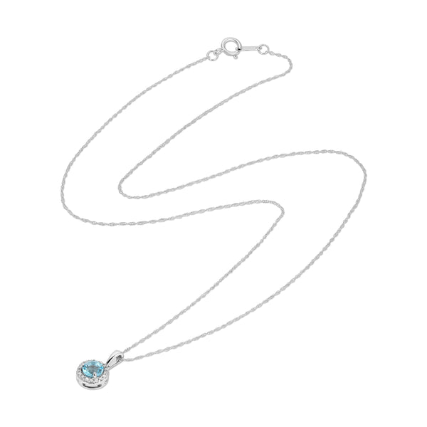 Halo Topaz Diamond Charm Necklace