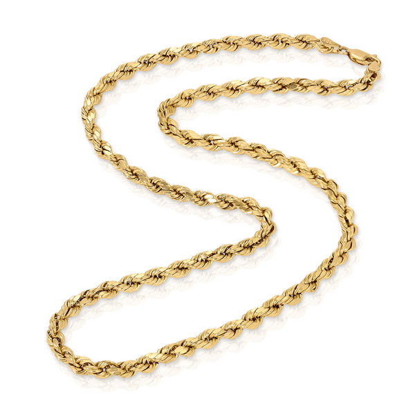 10k Yellow Gold Diamond Cut hollow Rope Chains