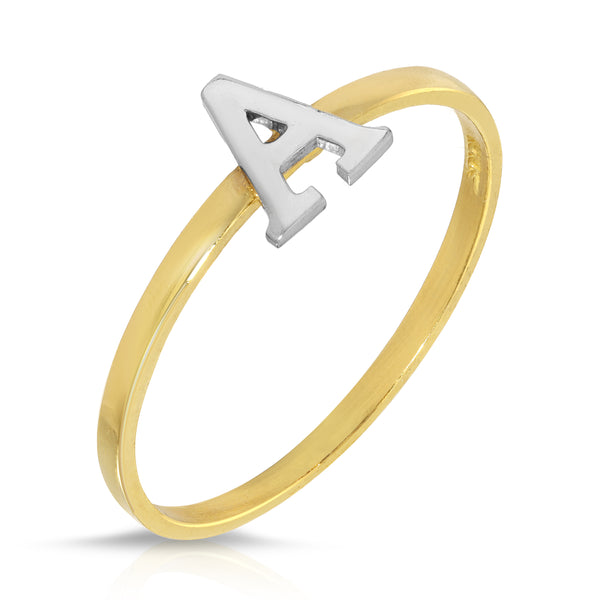 'A' Initial Diamond Ring (Yellow Gold)