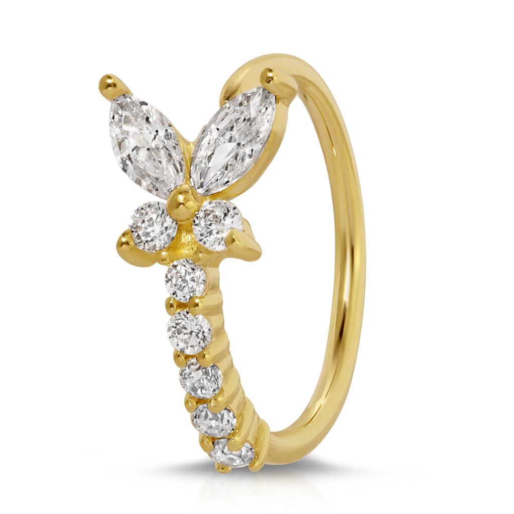 Butterfly gem hoop nose ring - Artwell&Co