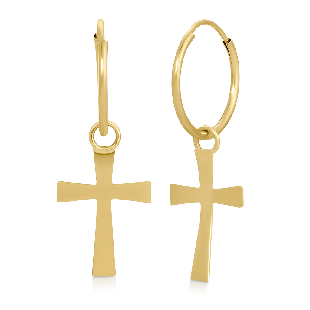 Drop Cross Gold Earrings - Artwell&Co