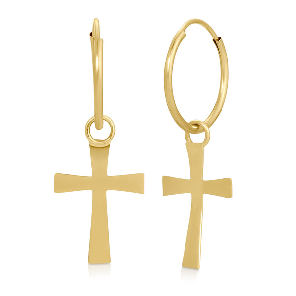 Drop Cross Gold Earrings