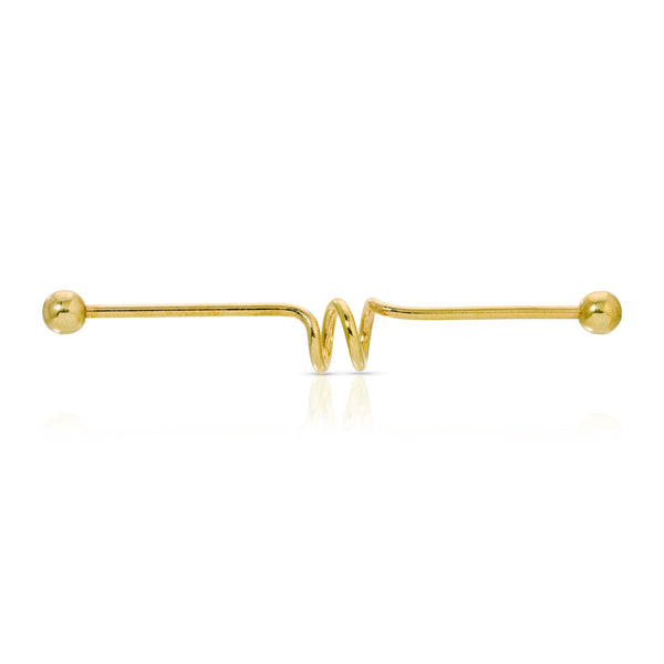 14K Gold Spiral Industrial Barbel