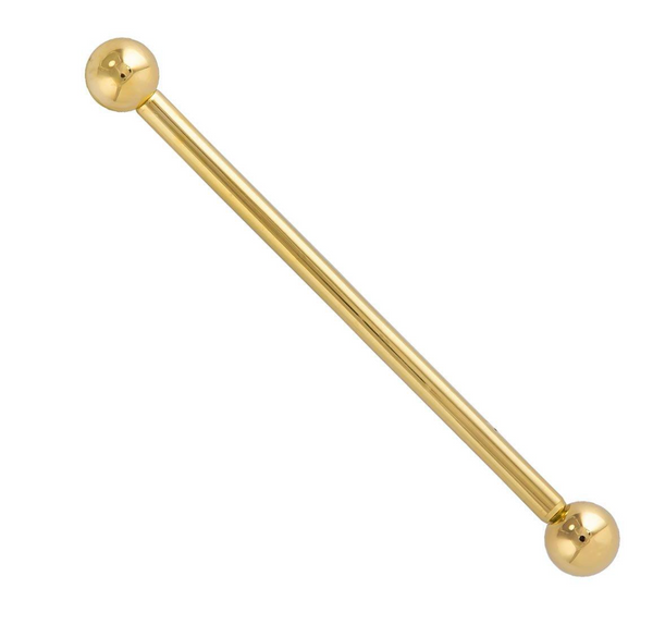 14K Solid Gold Industrial Barbell