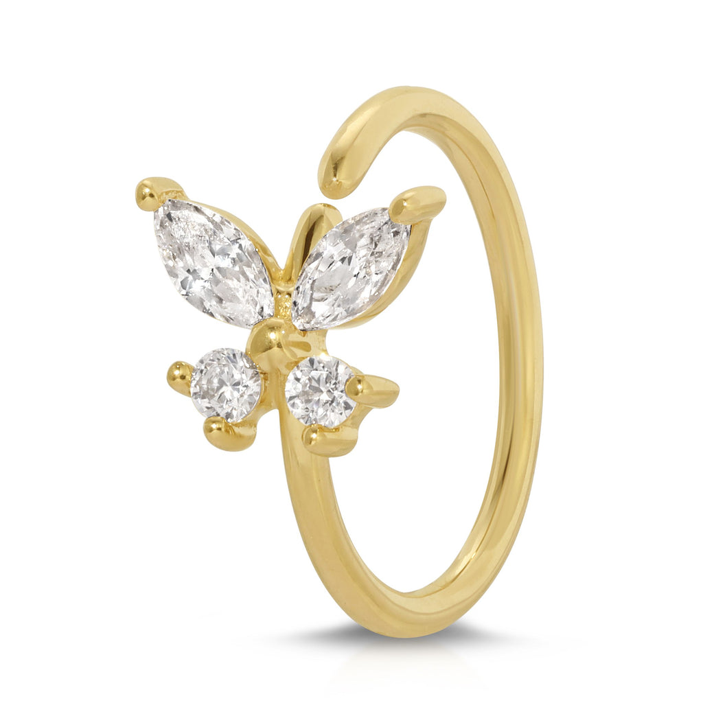 Butterfly gem  hoop nose ring - Artwell&Co