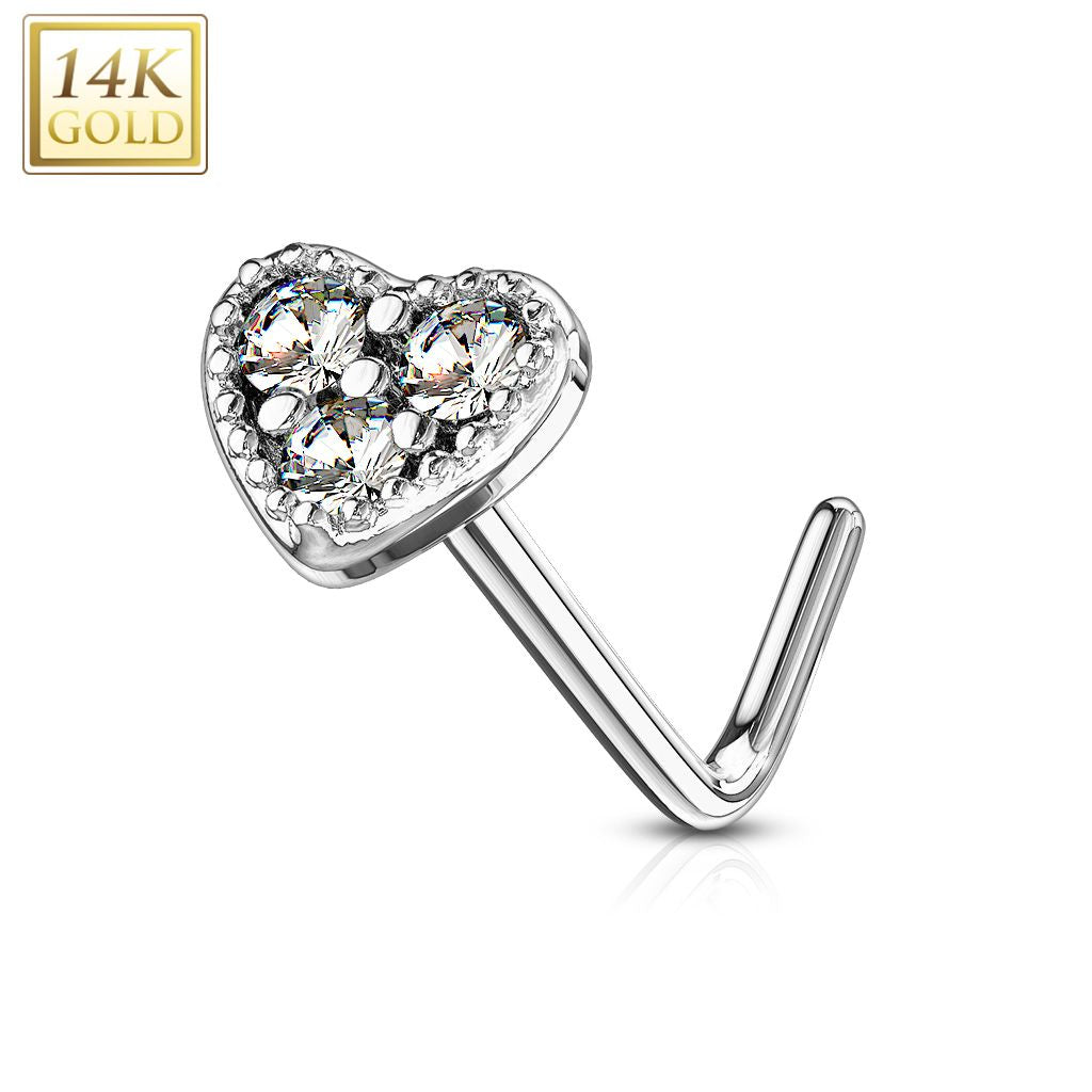 Arena heart  L shape nose ring - Artwell&Co