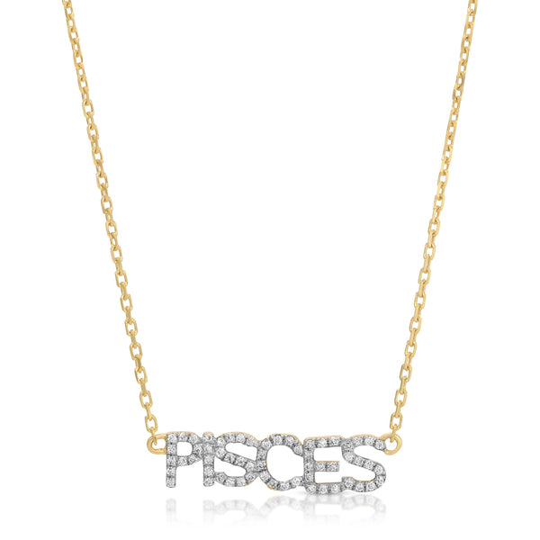 10k Yellow Gold Pisces Horoscpe Necklace