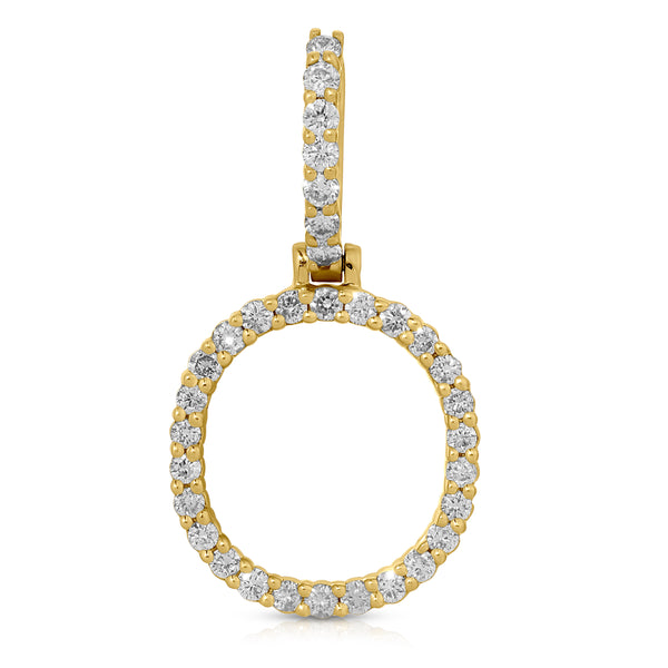 10K Yellow Gold Diamond O Initial Pendant