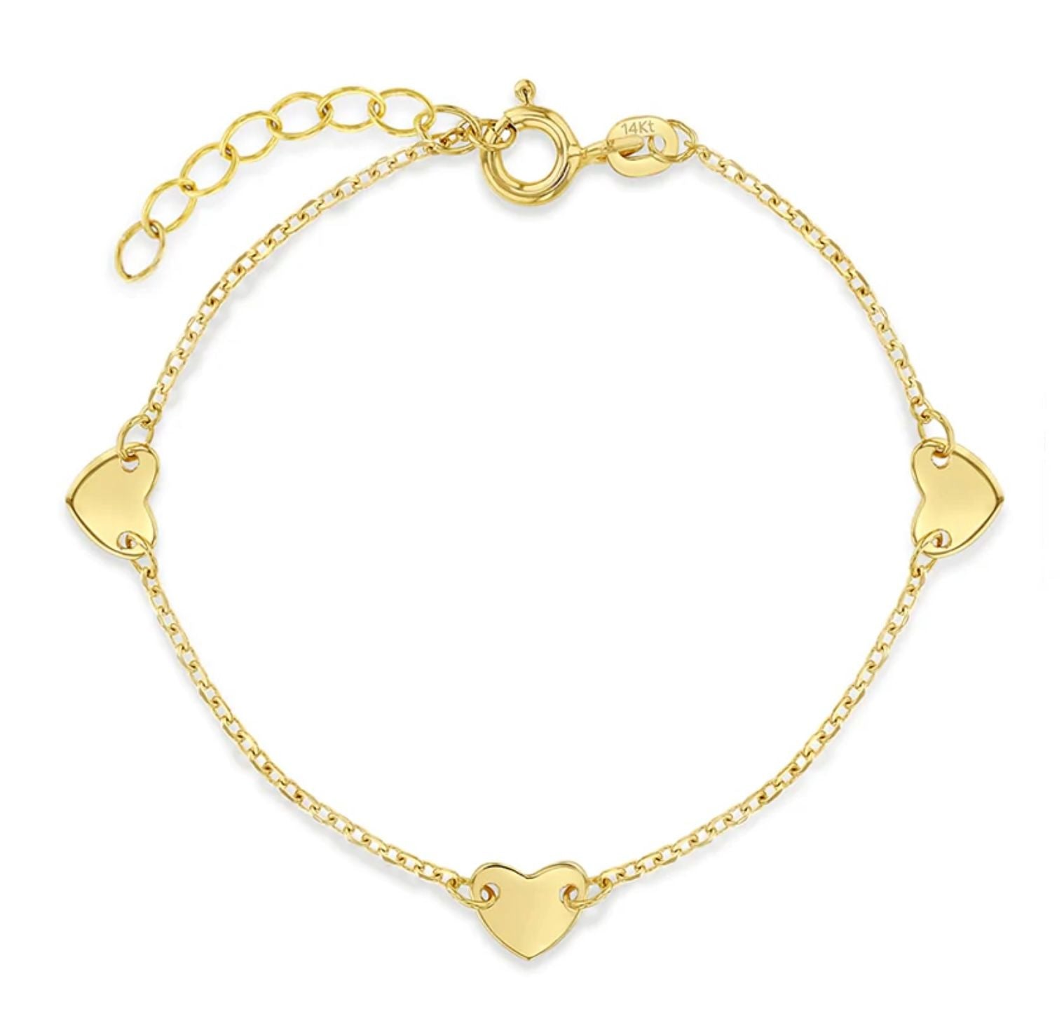 Amazon.com: 14K Solid Gold Heart Bracelet for Women, Dainty Gold Dangle  Love Heart Bracelet Jewelry Gifts for Her, Mom, Wife, 6.5
