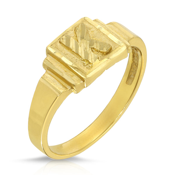 Raised 'K' Initial Diamond Ring