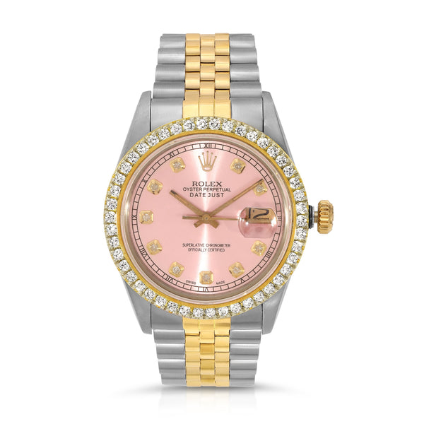 Pink and silver top rolex