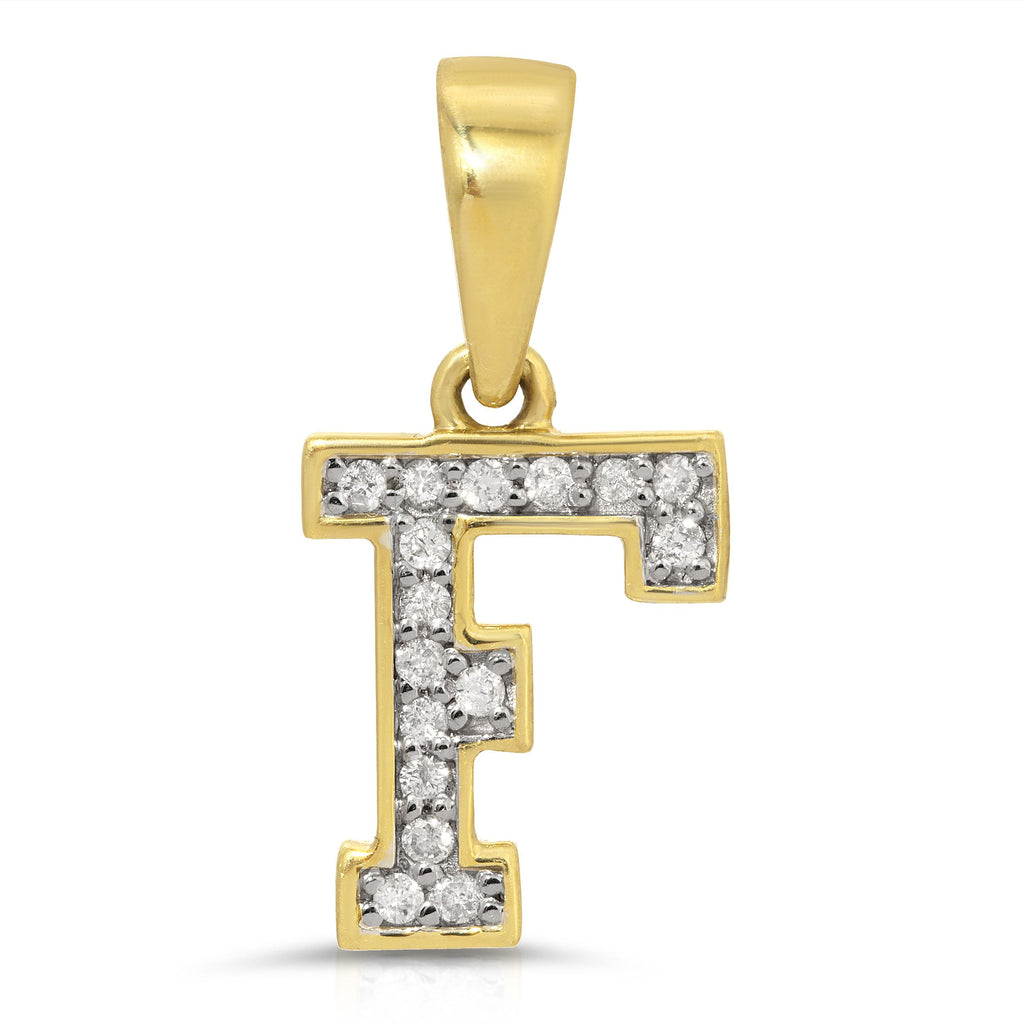 Letter  F Initial Diamond Pendant - Artwell&Co
