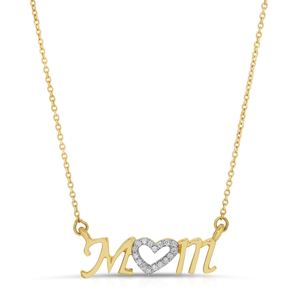 10k Yellow Gold Mom Diamond  Necklace