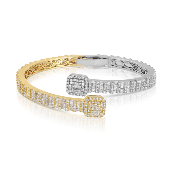 Love Cuff baguette two tone Diamond Bracelet