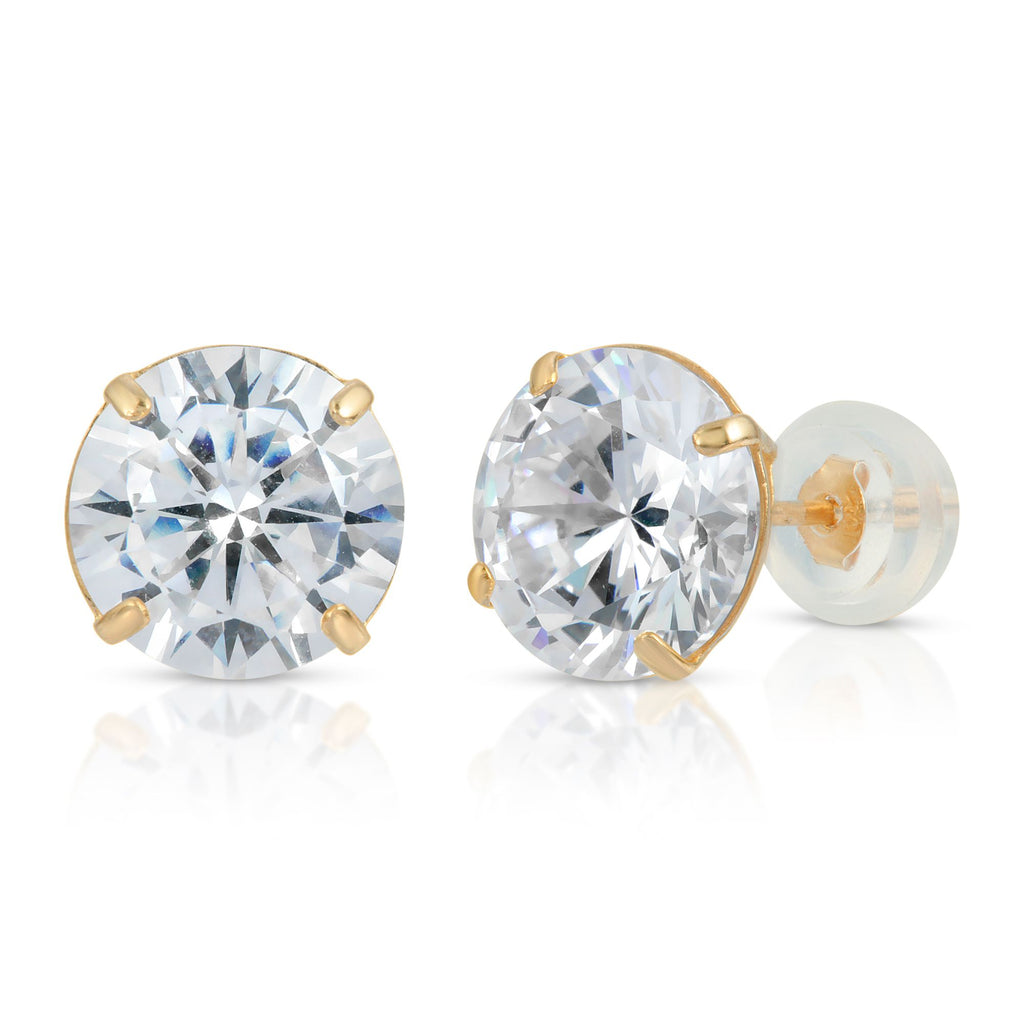 Cz Solitaire Stud Earrings - Artwell&Co