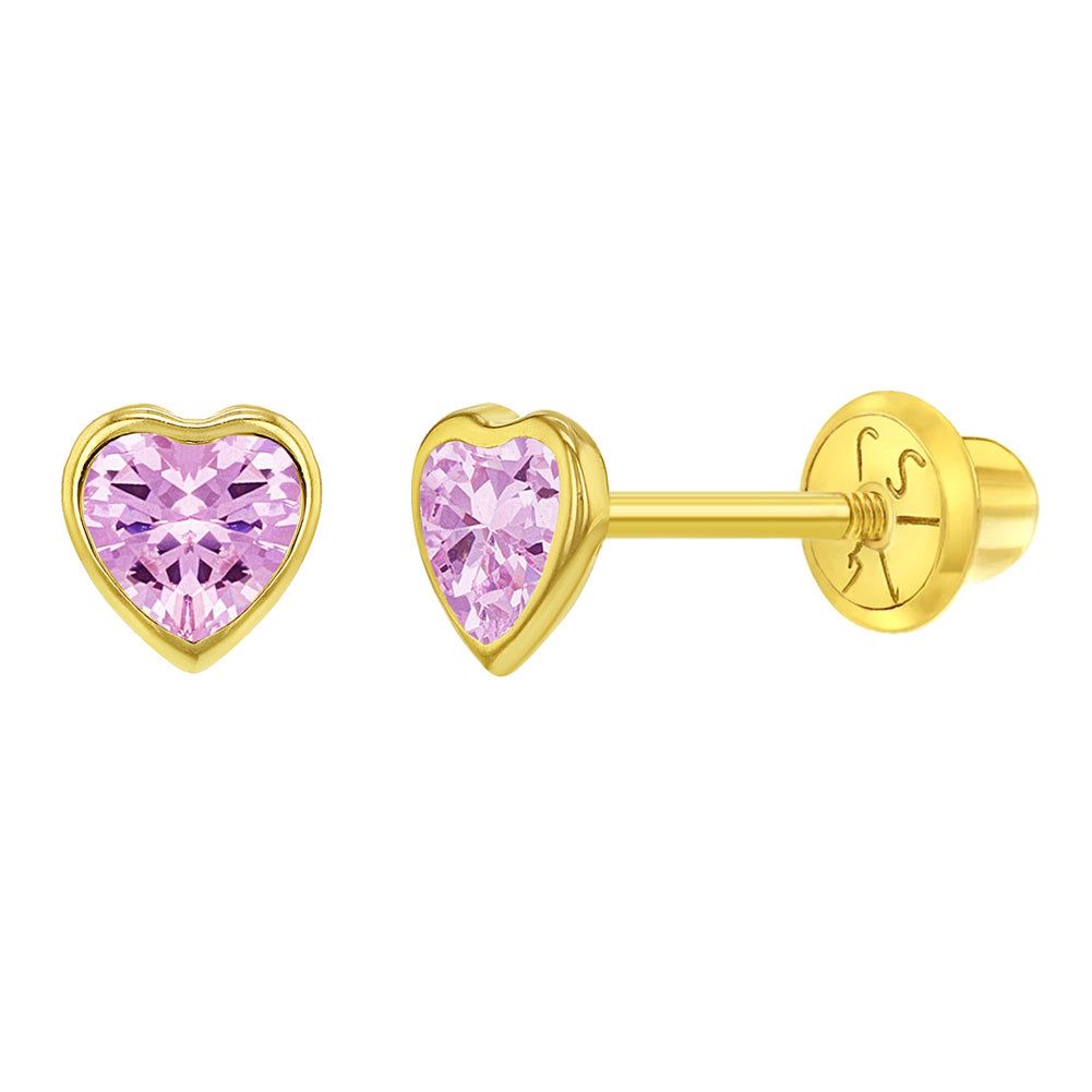 Sparkling Pink Heart Stud Earrings - Artwell&Co