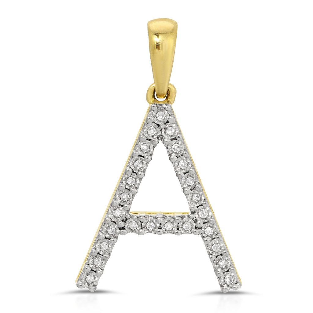 Letter  A Initial Diamond Pendant - Artwell&Co