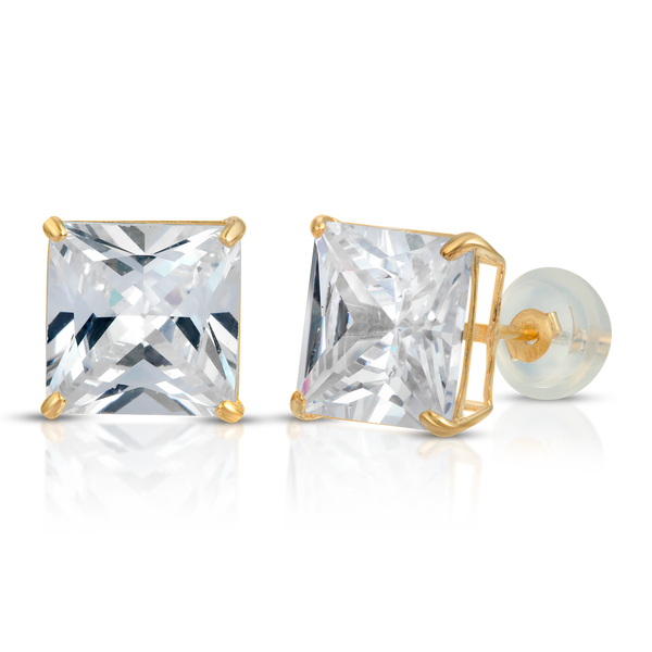 Cz Princess Cut Stud Earrings