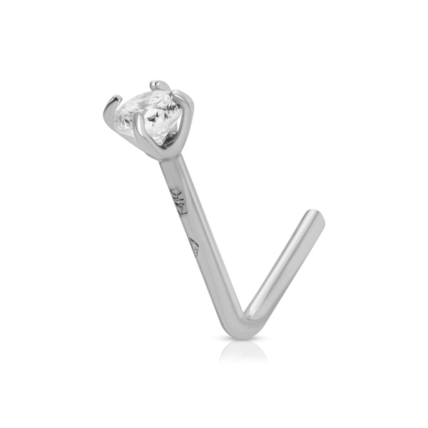 L shape gem nose ring