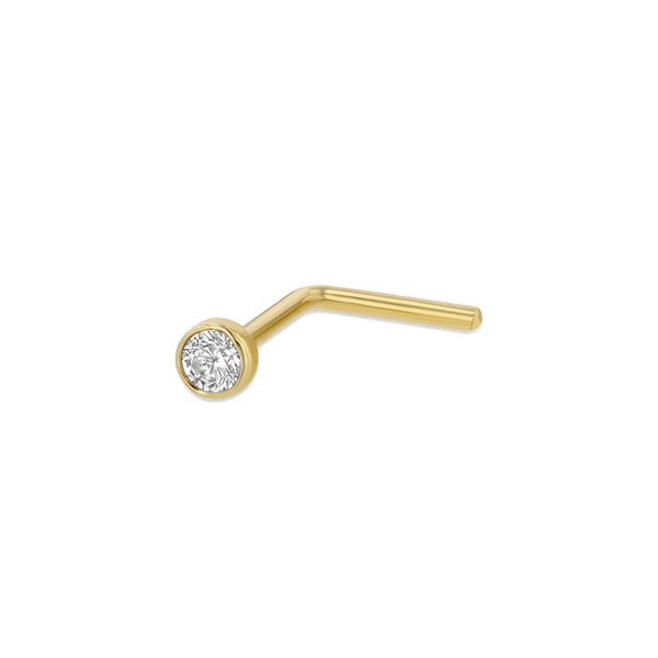 L shape single gem Nose Ring