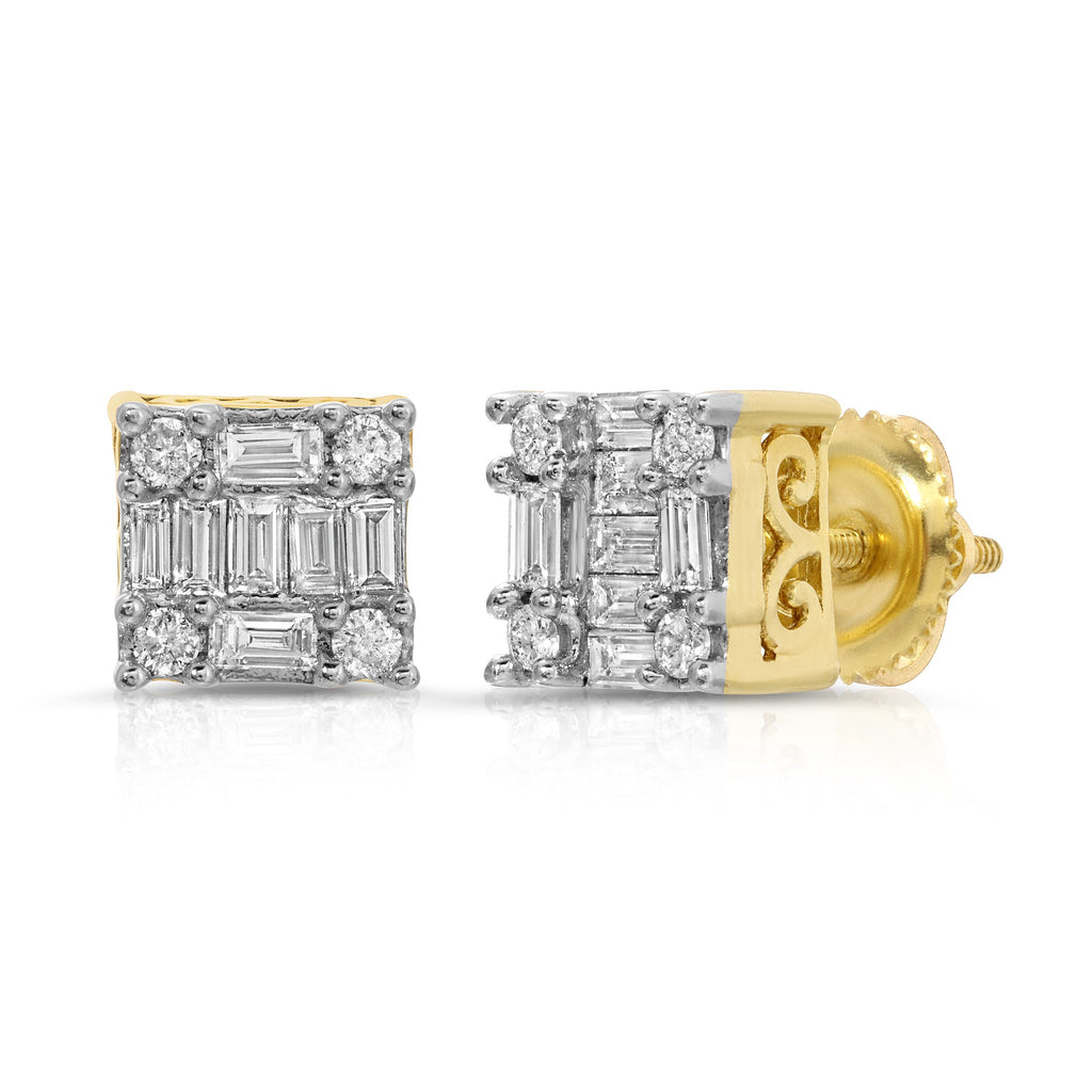 Crown Baguette Diamond Stud Earrings - Artwell&Co
