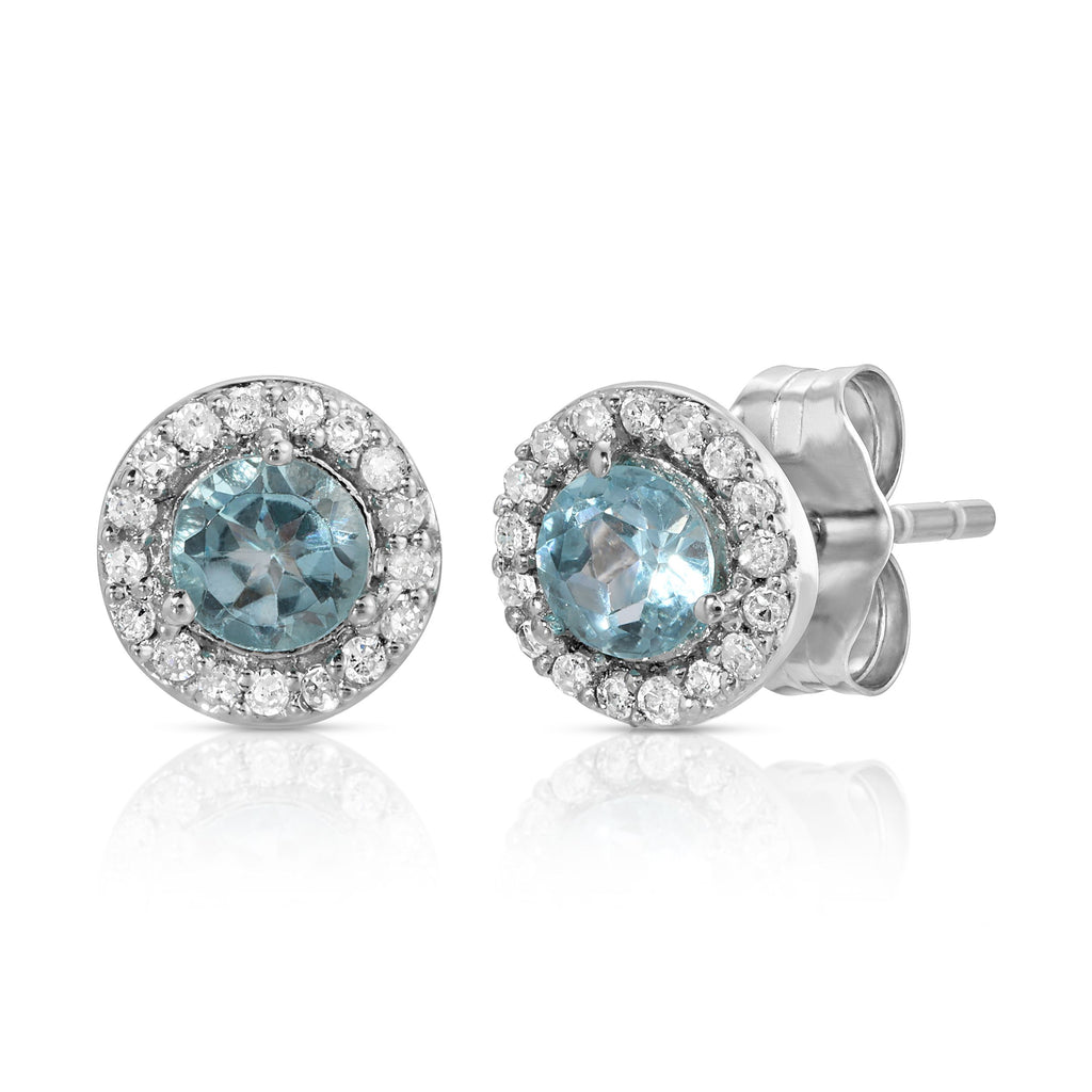 Halo Topaz Diamond Stud Earrings - Artwell&Co