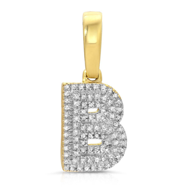 10K Yellow Gold Diamond B Small Initial Pendant